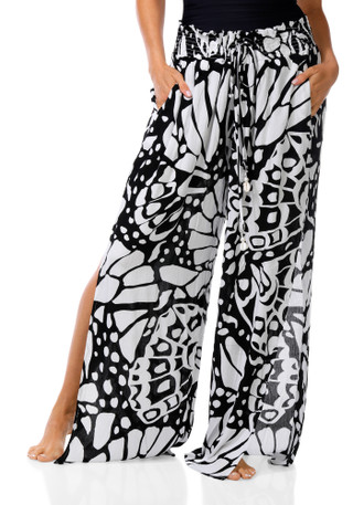 Thumbnail 1: SHORE LIFE Women's Plus Print Wide Leg Drawstring Pants 