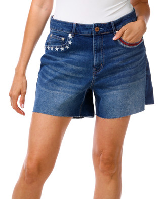 Thumbnail 1: Copper Flash Women's Plus Americana Stretch Embroidered Cut Off Shorts 