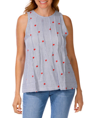 Thumbnail 1: SJS Women's Sleeveless Embroidered Star Top 