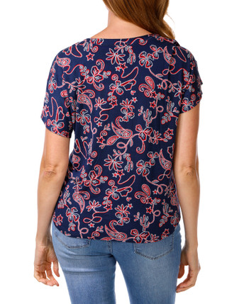 Thumbnail 2: Chenault Women's Short Sleeve Tie Hem Top 