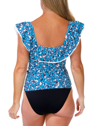 Thumbnail 3: GOTTEX Women's Off The Shoulder Ruffle Tankini Swim Top 