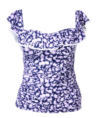 Thumbnail 1: GOTTEX Women's Off The Shoulder Ruffle Tankini Swim Top 