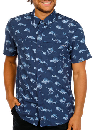 Thumbnail 1: Salt Life Men's Short Sleeve Print Button Down Shirt 