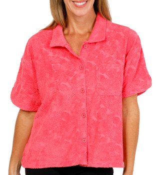 Thumbnail 1: Liv Outdoor Women's Short Sleeve Terry Button Down Top 