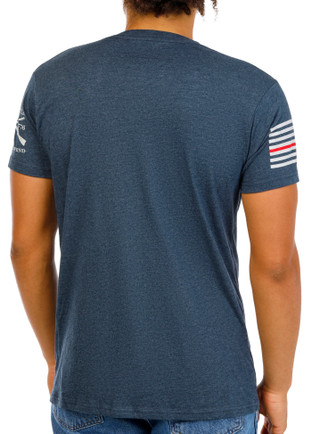 Thumbnail 2: GRUNT STYLE Men's Red Line Flag Basic T-Shirt 