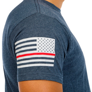 Thumbnail 3: GRUNT STYLE Men's Red Line Flag Basic T-Shirt 