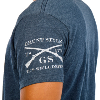 Thumbnail 4: GRUNT STYLE Men's Red Line Flag Basic T-Shirt 