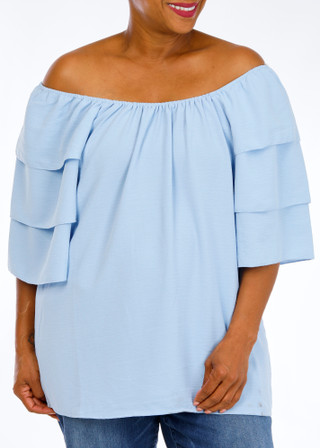 Thumbnail 1: Chenault Plus Flutter Sleeve Airflow Top 
