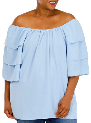 Thumbnail 1: Chenault Plus Flutter Sleeve Airflow Top 