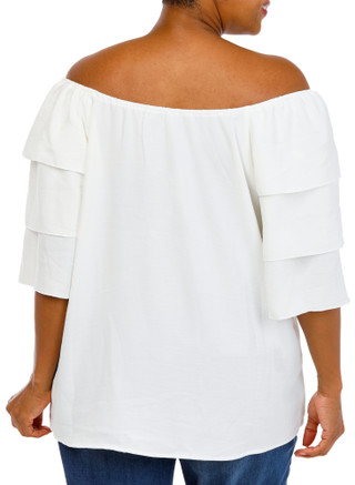Thumbnail 2: Chenault Plus Flutter Sleeve Airflow Top 