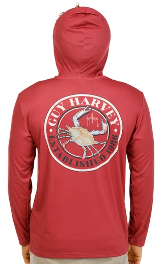 Thumbnail 1: Guy Harvey Men's Long Sleeve Hooded Fishing Shirt 
