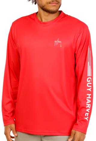 Thumbnail 2: Guy Harvey Men's Long Sleeve Performance Graphic Tee 