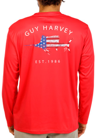 Thumbnail 1: Guy Harvey Men's Long Sleeve Performance Graphic Tee 