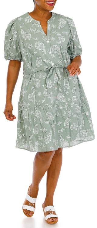 Thumbnail 2: Lucky Brand Plus Puff Sleeve Eyelet Shirtdress 