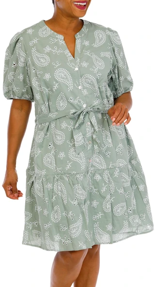 Thumbnail 1: Lucky Brand Plus Puff Sleeve Eyelet Shirtdress 