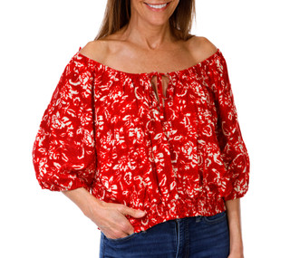 Thumbnail 1: 1 STATE Women's Puff Sleeve Tie Front Top 