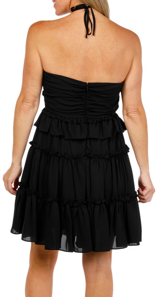Thumbnail 2: Nicole Miller Women's Halter Neck Ruched Tiered Dress 