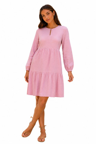 Thumbnail 1: Beach Lunch Lounge Women's Cate Solid Woven Tiered Long Sleeve Dress 