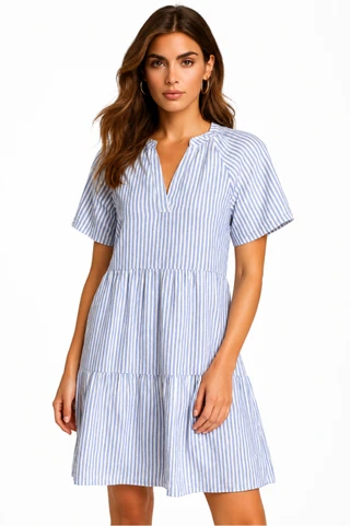 Thumbnail 1: Beach Lunch Lounge Women's Alora Split Neck Short Sleeve Dress 