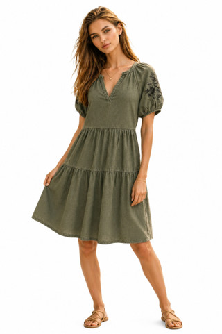 Thumbnail 1: Beach Lunch Lounge Women's Ayla Embroidered Split Neck Short Sleeve Dress 
