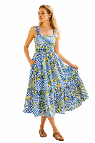 Thumbnail 1: Beach Lunch Lounge Women's Elissa Smocked Ruffle Strap Midi Dress 