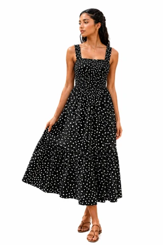 Thumbnail 1: Beach Lunch Lounge Women's Elissa Smocked Ruffle Strap Midi Dress 