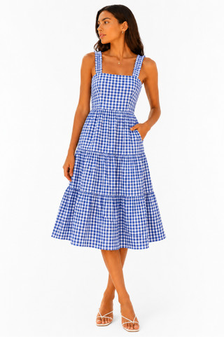 Thumbnail 1: Beach Lunch Lounge Women's Alice Gingham Tiered Ruffle Strap Sleeveless Dress 