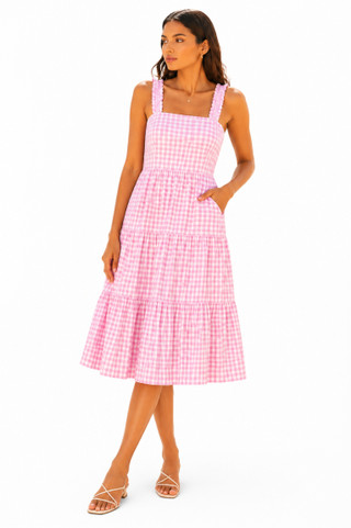 Thumbnail 1: Beach Lunch Lounge Women's Alice Gingham Tiered Ruffle Strap Sleeveless Dress 