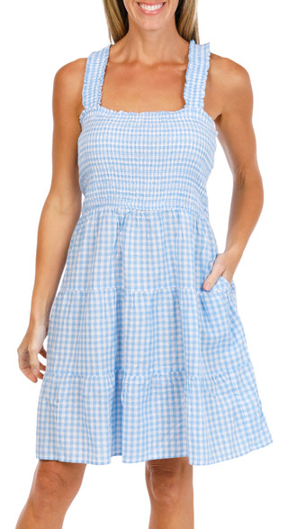 Thumbnail 1: Beach Lunch Lounge Women's Alice Gingham Tiered Ruffle Strap Sleeveless Dress 