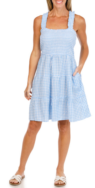 Thumbnail 4: Beach Lunch Lounge Women's Alice Gingham Tiered Ruffle Strap Sleeveless Dress 