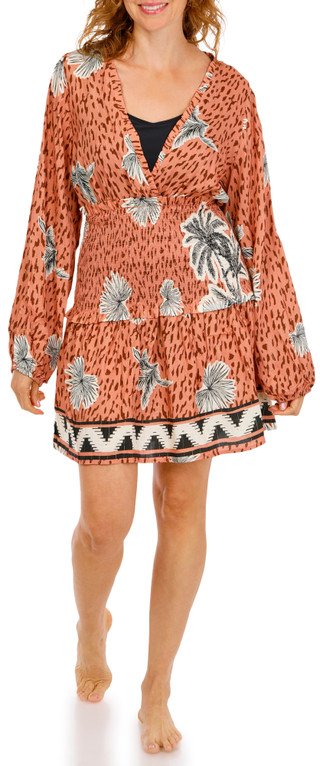 Thumbnail 3: SURF GYPSY Women's Long Sleeve Rayon Coverup Dress 