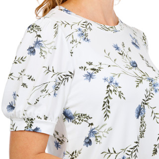 Thumbnail 2: BOBEAU Women's Short Sleeve Puff Sleeve Crew Neck Top 