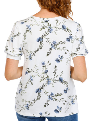 Thumbnail 3: BOBEAU Women's Short Sleeve Puff Sleeve Crew Neck Top 