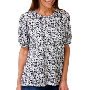 Thumbnail 1: BOBEAU Women's Short Sleeve Puff Sleeve Crew Neck Top 