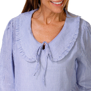 Thumbnail 3: Muse Women's Long Sleeve Cotton Ruffle Collar Top 