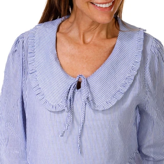 Thumbnail 2: Muse Women's Long Sleeve Cotton Ruffle Collar Top 