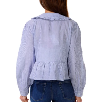 Thumbnail 3: Muse Women's Long Sleeve Cotton Ruffle Collar Top 