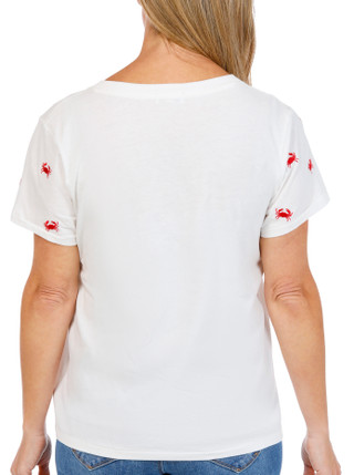 Thumbnail 2: Wild Fox Womens Short Sleeve V Neck Embroidered Top 