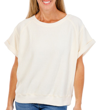 Thumbnail 1: FARMERS MARKET Women's Short Sleeve Oversized Waffle Knit Tee 