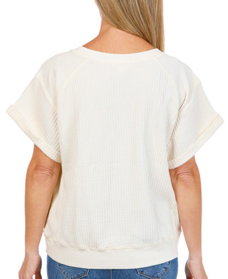Thumbnail 3: FARMERS MARKET Women's Short Sleeve Oversized Waffle Knit Tee 