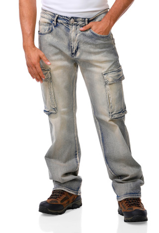 Thumbnail 1: Street Jeans Men's Relaxed Fit Cargo Jeans  
