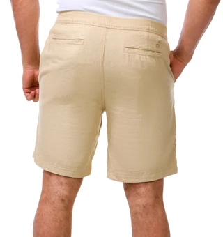 Thumbnail 2: Caribbean Joe Men's Elastic Waist Zip Up Linen Shorts 