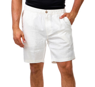 Thumbnail 1: Caribbean Joe Men's Elastic Waist Zip Up Linen Shorts 