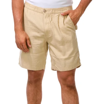 Thumbnail 1: Caribbean Joe Men's Elastic Waist Zip Up Linen Shorts 