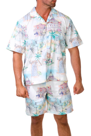 Thumbnail 1: MALIBU Men's Tropical Print Button Down Shirt 