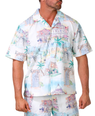 Thumbnail 2: MALIBU Men's Tropical Print Button Down Shirt 