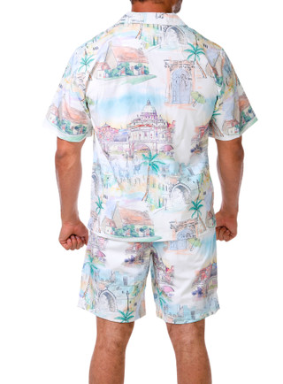Thumbnail 4: MALIBU Men's Tropical Print Button Down Shirt 