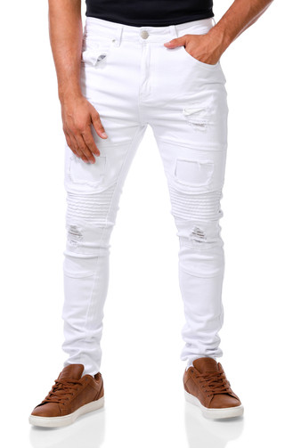 Thumbnail 1: Street Jeans Men's 5 Pocket Stretch Skinny Fit Distressed Jeans 