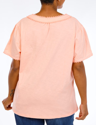 Thumbnail 3: Lands End Plus Short Sleeve Split Neck Top 