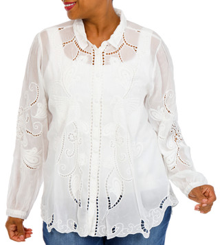 Thumbnail 1: JOHNNY WAS Women's Chryssie Embroidered Top 